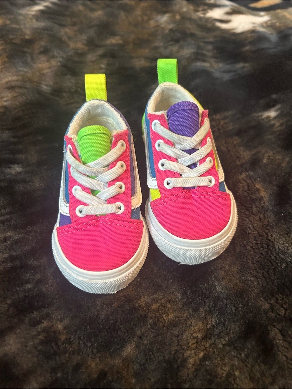 Vans Kids Multi-Color Canvas Sneakers — Pink, Green & Purple